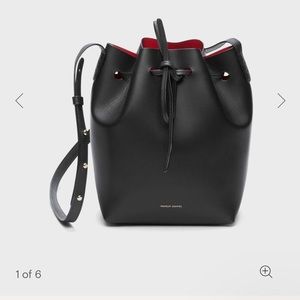Mansur Gavriel Black and Red Leather Mini Bucket Bag